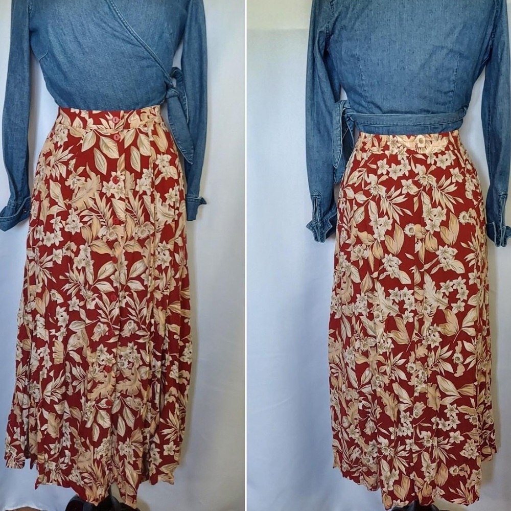 90s Floral Maxi Skirt